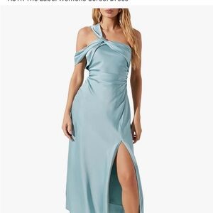 ASTR Asymmetric Twist Midi Dress in Seafoam